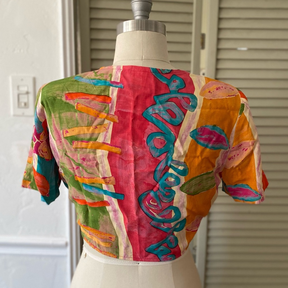 Vintage 90s Wrap Top by Rabbit Rabbit Rabbit (Petite 12) - Picture 3 of 9
